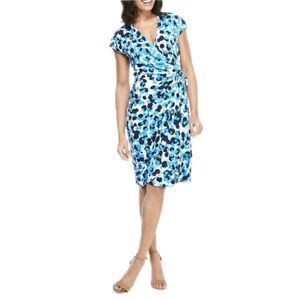 Maggy London Cap Sleeve Printed Jersey Wrap Dress